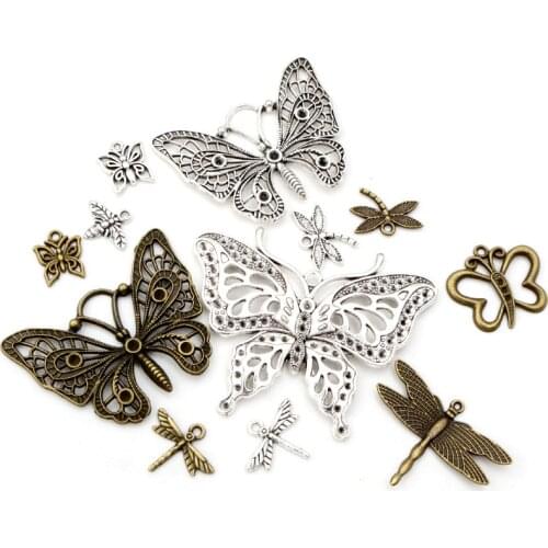 19x16mm 30pcs Antique Silver Plated Bronze Plated Dragonfly Handmade Charms Pendant:DIY for bracelet necklace