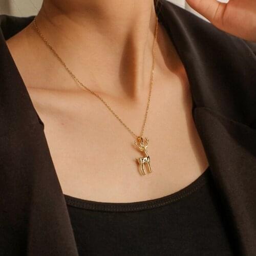 New Styles Deer Elk Necklace Christmas Jewelry Gift Fashion Creative Elk Pendant Chain Necklace Women Girls Christmas Gift