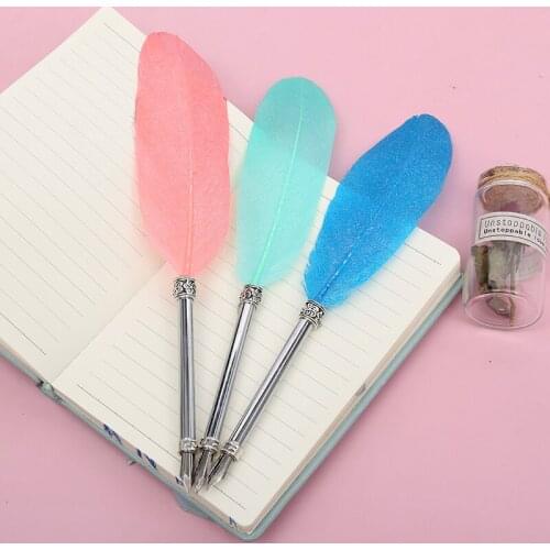 European-style retro pearlescent feather pen student stationery board mounted literature and art hand account feather pen natura