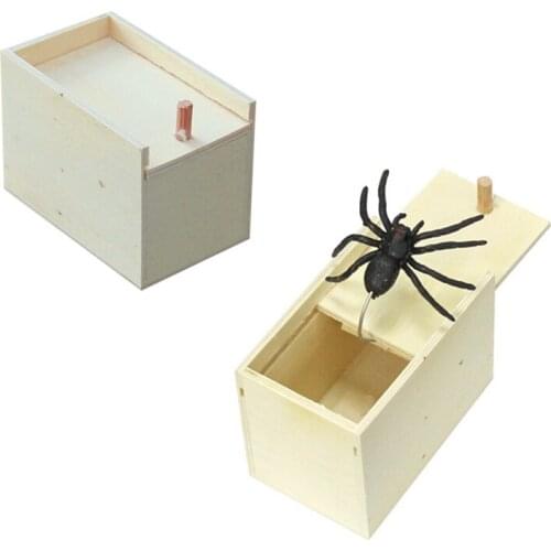 April Fools Day Gift Wooden Prank Trick Practical Joke Home Office Scare Toy Box Gag Spider Kids Funny Gift