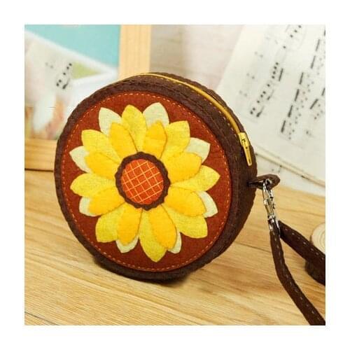 Sunflower Coin Purse Handbags Digu Nonwovens Creative Handmade DIY Making Adult Material Pack