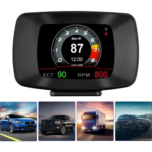 3 inch HUD Car Windshield Projector Auto Dual Mode OBD2 GPS Head Up Display Gauges Speedometer Overspeed Alarm System