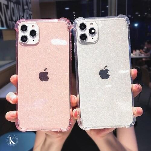 Shockproof Shining Glitter Powder Phone Case For iPhone 11 Pro Max X XS XR 12 Mini 7 8 Plus SE 2020 Transparent Soft Bling Cover