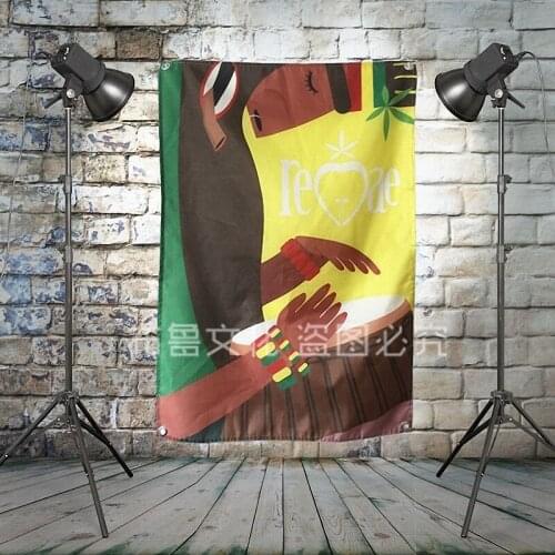 Reggae Heavy Metals Rock Music Banners Hanging Flag Wall Sticker Cafe Theme Hotel Fitting Room Background Decoration