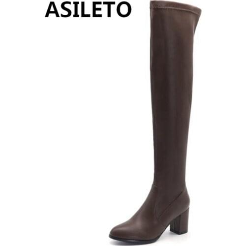 ASILETO 2021 New Autumn Winter Over the knee boots High heels Thigh High Boots Slim Sexy Ladies Womens winter boots Solid Hot