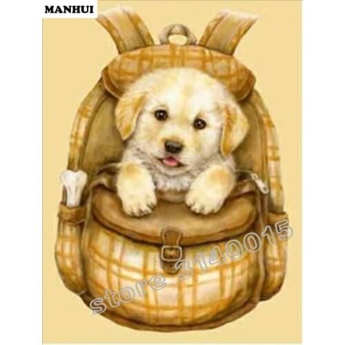 Diy square drill diamond painting cross stitch mosaics Full 100% cover embroidery Bag Little Dog diamond embroidery ABC324