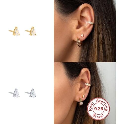 GS Water Drop Studs Earrings For Women 925 Silver Earrings Fashionable Cute Earrings Jewelry Zircon Pendientes Brincos Aretes