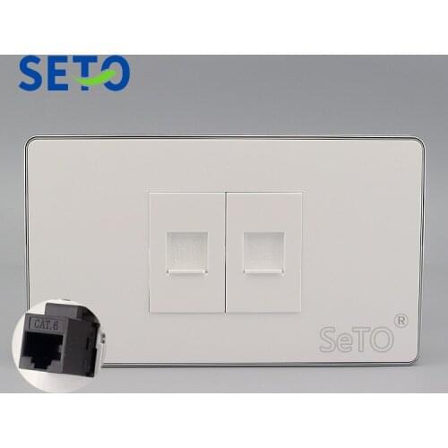 SeTo 120 Type 2 Ports Gigabit RJ45 Cat6 Network Lan Panel Wall Plate Socket Keystone Faceplate