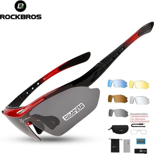 ROCKBROS Cycling Polarized Sunglasses MTB Road Bike Glasses Sports Men Women Bicycle Sunglasses Goggles Cycling Eyewear 5 Lens