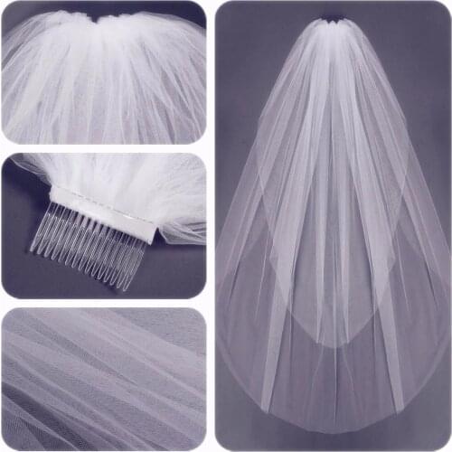 Wedding Veil with Comb Fashion White Two-Layers Romantic Cheap Bridal Tulle Free Shipping Hot Sale Wedding Accessories