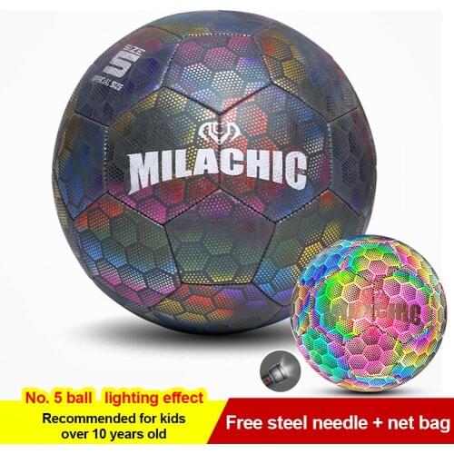 4/5 Size Light Up LED Soccer Ball Luminous Fluorescent Glows In The Dark Students Exam Training Football