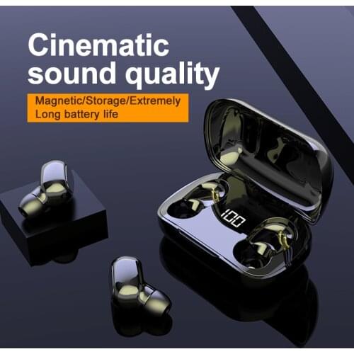 TWS Wireless Bluetooth 5.0 HiFi Smart digital display With Charging Box Sports Headsets With Microphone for Ios/Android phone