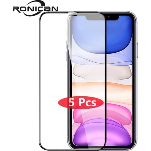 5Pcs/Lot Full Cover Tempered Glass For iPhone 11 Pro Max X XS Max XR 6 6s 7 8 Plus SE 2020 Screen Protector Protective Glass
