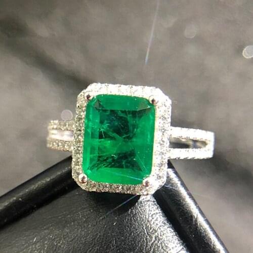 Luxury 100% 925 Sterling Silver Ring High Quality Emerald Rings for Women Wedding Engagement Cocktail Fine Jewelry Gift