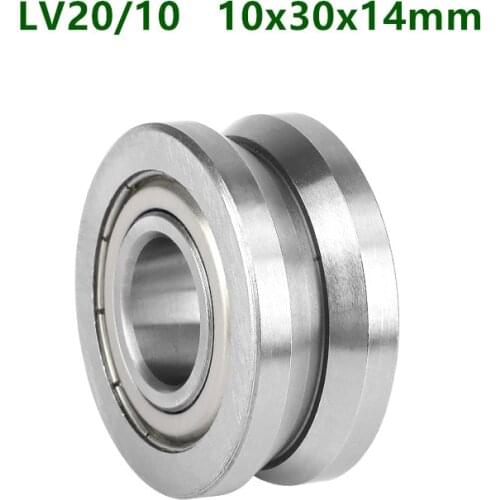 100pcs LV20/10 LV20/10ZZ 10x30x14mm V groove ball bearing Traces walking guide rail bearings 10*30*14mm pulley roller wheel