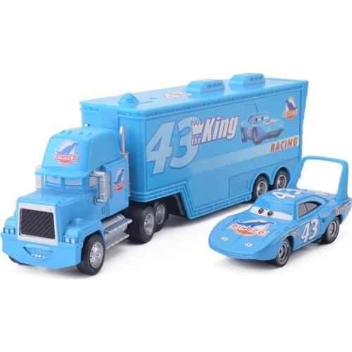 Disney Pixar Cars 3 2pcs The King Lightning McQueen Uncle Container Truck 1:55 Diecast Alloy Modle Birthday Gift Toy For Kid