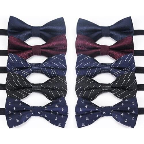 2019 New Classic Kids Boy Polyester Bowtie Butterfly Tie Adjustable Fashion Bright Silk Anchor Print Bow Ties Party Pet Neck Tie