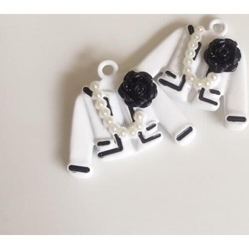 22*27MM 18Pcs White Cloth Glazing & Glass Pearl Alloy Charms Jewelry Pendants