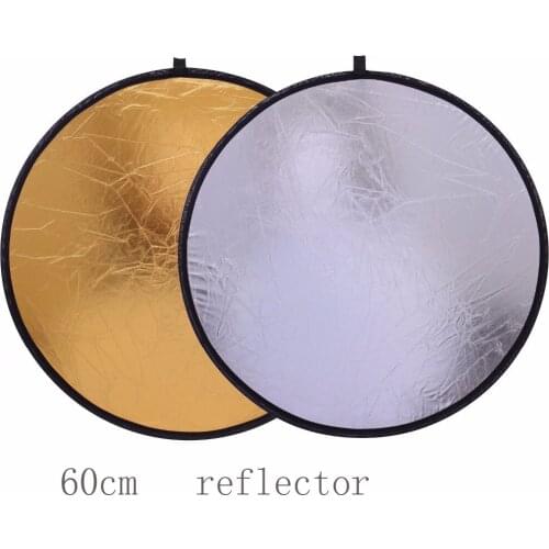 24" 60cm 2in1 Gold and Silver Handhold Multi Collapsible Portable Disc Light Reflector for Photography