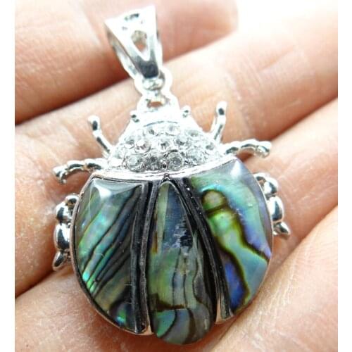 33*27MM Beautiful Abalone Shell carved the of insect PENDANT necklace D34