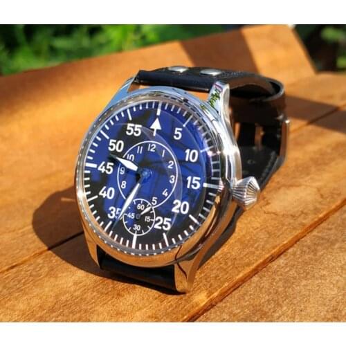 47mm GEERVO black dial Asian 6497 17 jewels Mechanical Hand Wind movement mens watch luminous Mechanical watches pa269-p8