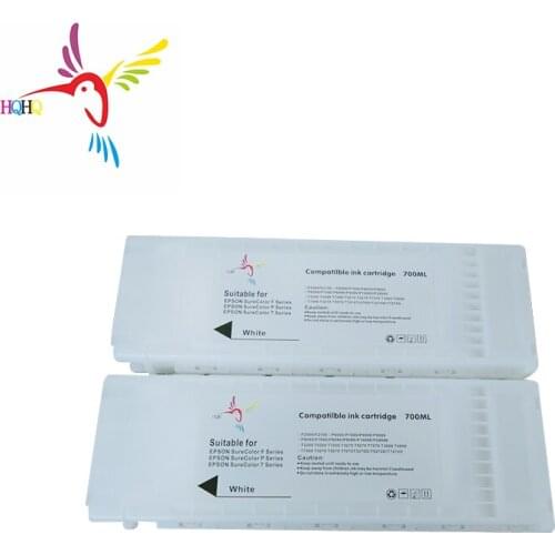 700ML 2pcs T725A1 T725A2 Compatible Cartridge Filled With Textile Ink For Epson SureColor F2000 F2100 Printer T7251 White