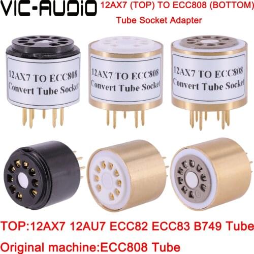 1PC 12AX7 ECC83 (12AU7)(Top) TO ECC808(Bottom) 9Pins TO 9Pins Tube DIY Audio Vacuum Tube Adapter Socket Converter Free Shipping