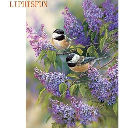 Diamond Painting Cross Stitch Full Square Round Picture of Rhinestone DIY Mosaic Embroidery Bird Tree New Year Gift