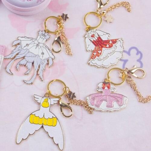 Anime Card Captor Sakura Action Figure Clear card Magical Suit Wand Metal Keychain Fashion Cosplay Bag Backpack Key Ring Pendant