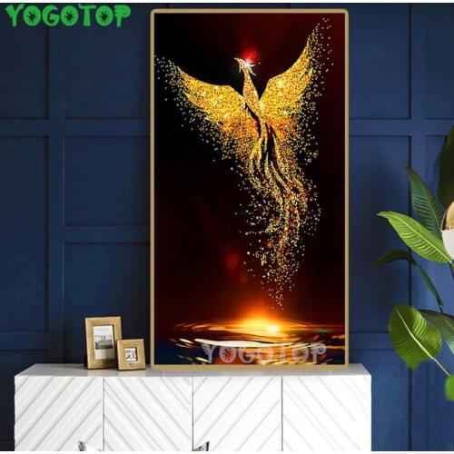 Large 5D Diamond Painting Golden Phoenix Full DIY CrossStitch square Diamond Embroidery rhinestones Diamond MosaicDecor YY4622