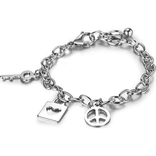 NANDESI Boho Titanium Steel Chain Bracelets For Man Women Silver Color Jewelry DIY Oval Chain Adjustable Safty For Girl Boy Gift