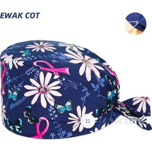 Long Hair Surgical Nurse Hats Anime Bouffant Sanitary Hat with Sweatband Cartoon Print Nursing Caps Scrub Cap gorros quirurgicos