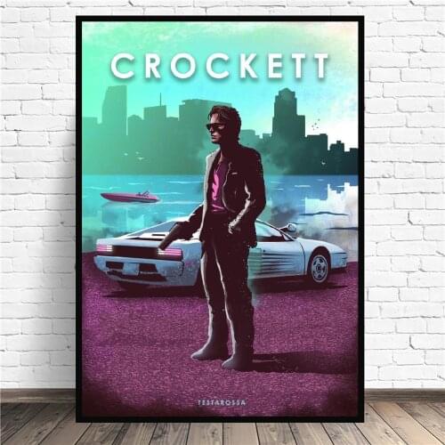 Crockett Testarossa Canvas Painting Movie Car Art Print Poster Picture Wall Modern Minimalist Bedroom Living Room Decoration
