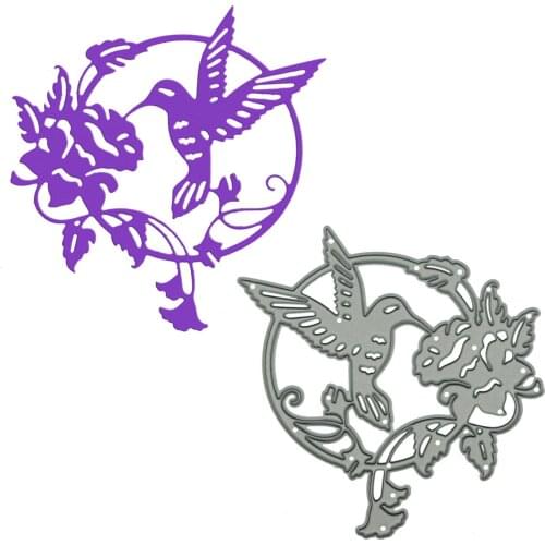 Medium Size Hummingbird with Flower Patern Metal Cutting Dies Scrapbooking Stencil Mold For Scrapbook Clipart Decorating