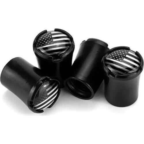 4pcs/Lot USA Black Flag Car Tire Valve Caps For Land Rover Freelander 2 3 Wheel Tires Air Dust Waterproof Screw Airtight Cap