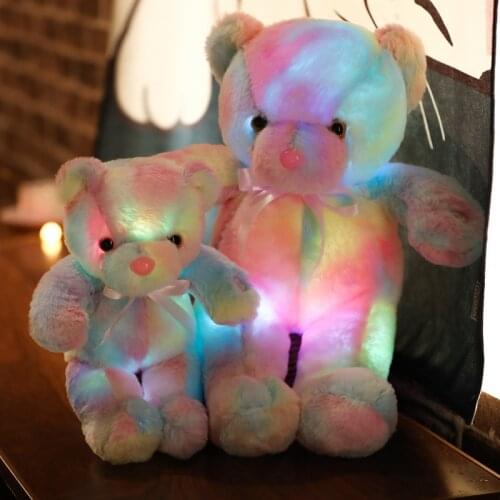 Colorful Glowing Bear Plush Toy Creative Light Up LED Teddy Bear Stuffed Animals Soft Doll Kids Pillow For Girls Christmas Gift