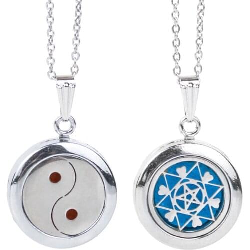 304 Stainless Steel David Star Heart Tai Ji Diagram Aromatherapy Pendant Essential Oil Perfume Necklace DIY Making Jewelry Gift