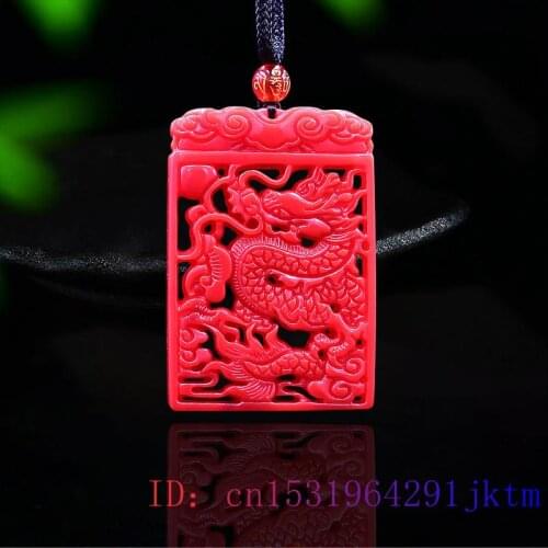 Red Jade Dragon Pendant Chinese Gifts Jewellery Necklace Charm Accessories Fashion Amulet Carved Natural Men Double-sided