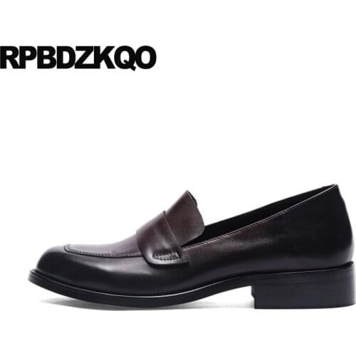 Slip on ladies loafers designer shoes women luxury 2019 genuine leather 10 brown china round toe large size shallow 11 fashion