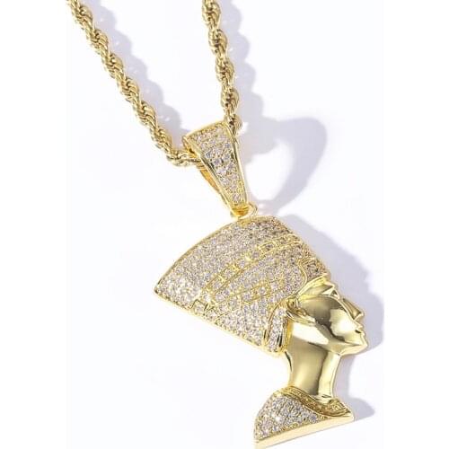 Trendy Iced Out Egyptian Pharaoh Pendant Necklace Personalized for Men Hip Hop Jewelry Silver Gold Plated Choker Chain Necklaces