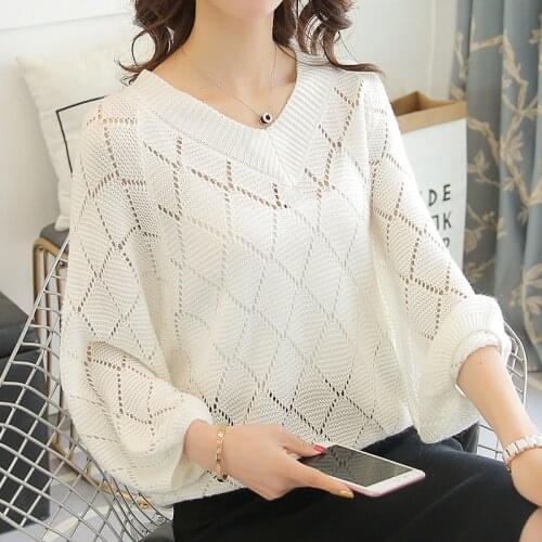 On 3 hall 7098 (12) to film a new v-neck hollow out loose sweaters 26 bat