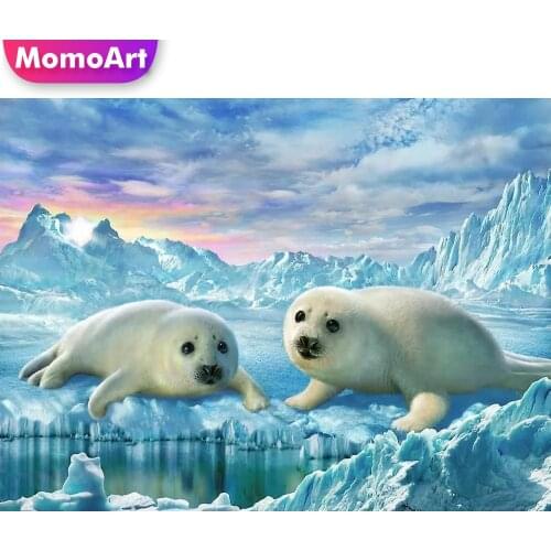 MomoArt Diamond Painting Seal Arctic Animal New Arrival Diamond Mosaic Full Drill Square Embroidery Cross Stitch Decor For Home