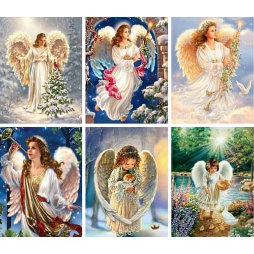 Diamond Painting Kits Angel Full Round With AB Drill New Arrival Embroidery Girl Full Set Diamond Mosaic Portrait Wall Stickers