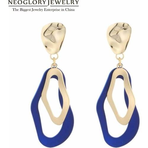 Neoglory Anti Allergy Irregular Shape Knock Series Drop Earrings For Women Fashion Shinning Enamel Ear Accessories Birthday Gift