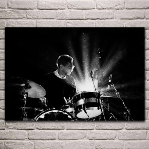 Pop light music comcert jazz drummer musician black white living room decor home wall art decor wood frame fabric posters ME167