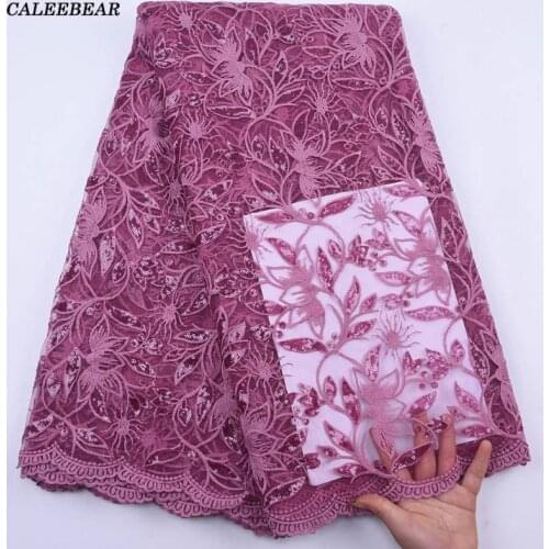 Latest Onion African Sequins Lace Fabric 2021 High Quality Lace Nigerian French Tulle Sequins Lace Fabric For Party Dress S2043