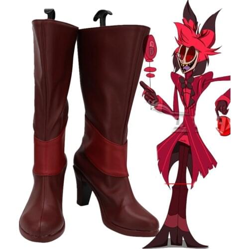 Hazbin Cosplay Hotel Alastor Cosplay Boots High Heel Leather Shoes Alastor Red Boots Custom Made