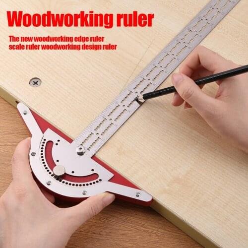 T-Type Woodworkers Edge Rule Protractor Angle Protractor Woodworking Angle Ruler Rotar Stainless Steel Measure Carpentry Tool