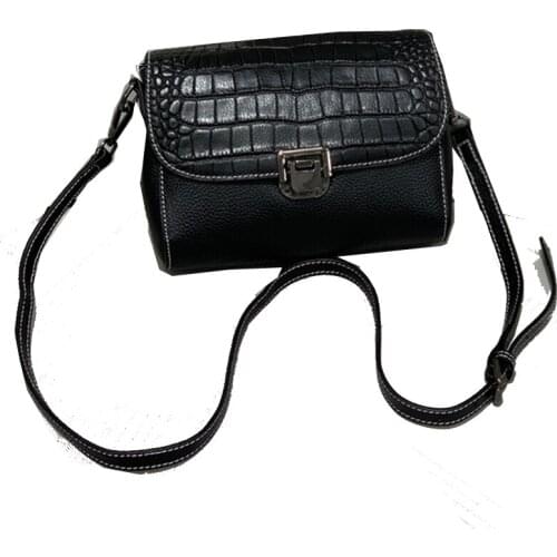 Vintage Baguette Crocodile Pattern Women Shoulder Bags Retro Cowhide Leather Bags Solid Ladies Small Messenger Handbag Female