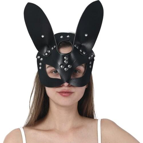 High Quality Sexy Rabbit PU Leather Mask Women BDSM Erotic Halloween Costume Cosplay Masks Adult